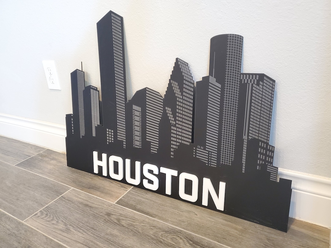 Houston Skyline Wall Art 34 Version Etsy