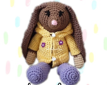 Häkelanleitung Frühling Häschen Amigurumi Regenmantel & Stiefel (PDF)