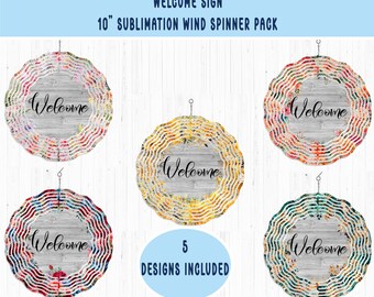 Blumen Wind Spinner Design: 10" Floral Welcome (PNG & JPEG Digitale Datei)