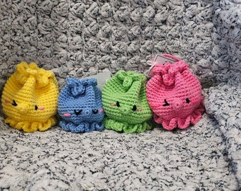 READY TO GO - Octopus Pouches - Handmade Crochet Bags