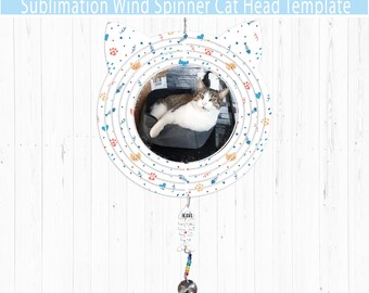 Katzenkopf Windspiel Vorlage: Sublimationsdesign (Photoshop-Datei enthalten)