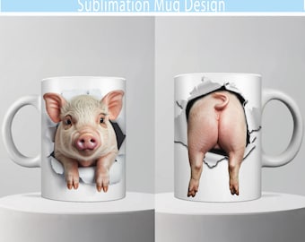 Schwein Butt Tasse Sublimationsdesign: Lustiges Gag Geschenk (Digitale Datei PNG + JPEG)