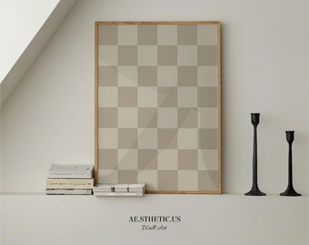 Checkered Wall Art | Beige Checkered Art Print | Checkered Art | Trendy Art 2023 | Modern Contemporary Art | Neutral Wall Art | Minimal Art