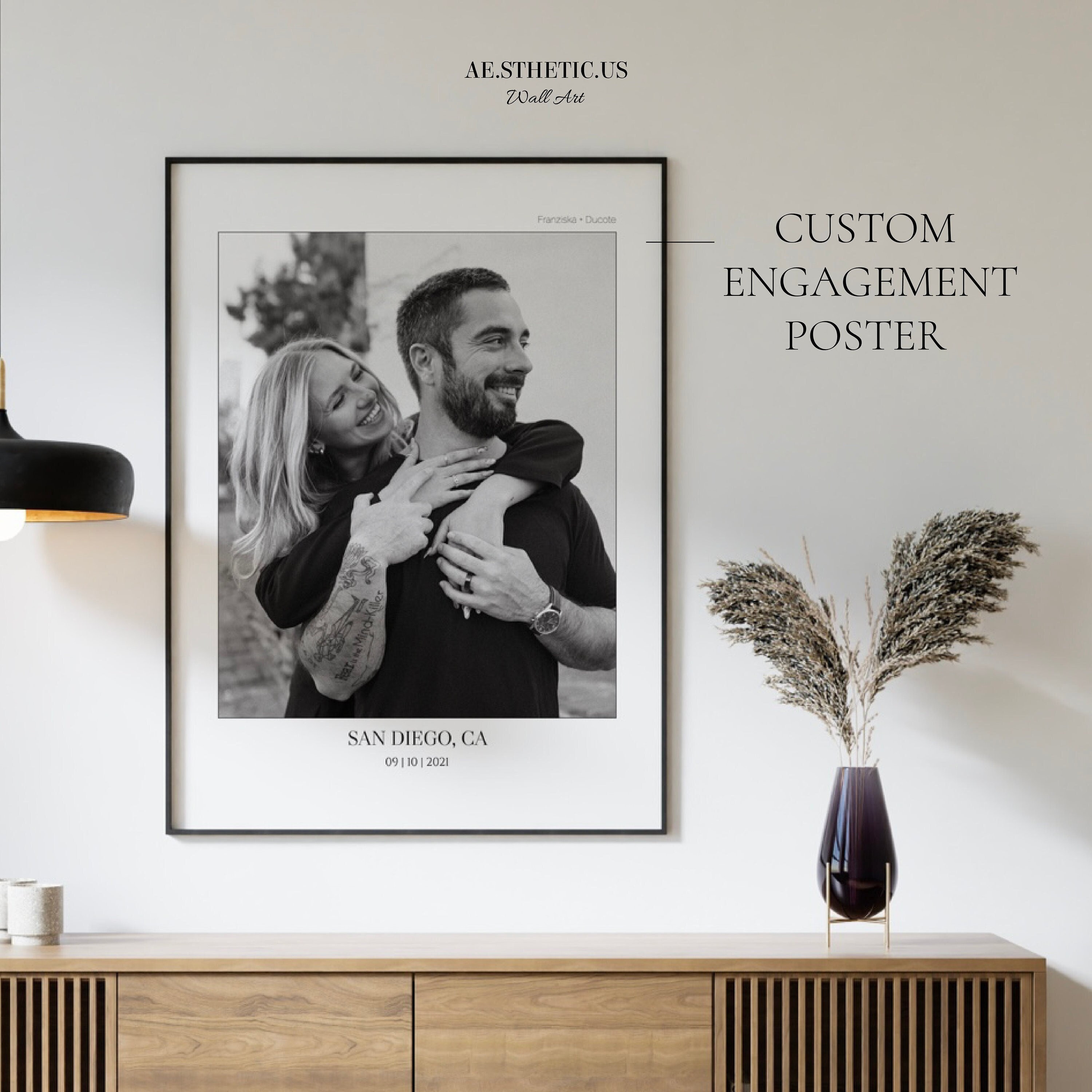 Custom Engagement Poster | Bridal Shower Sign | Matte Engagement Photo Poster | Engagement Gift | Personalized Engagement Art | Bridal Gift