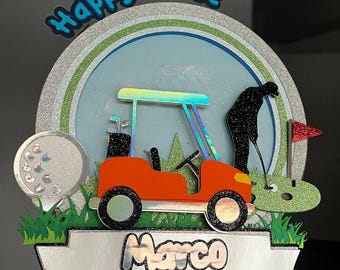 Golf Cart Birthday Cake Topper: Father's Day Golfing Party