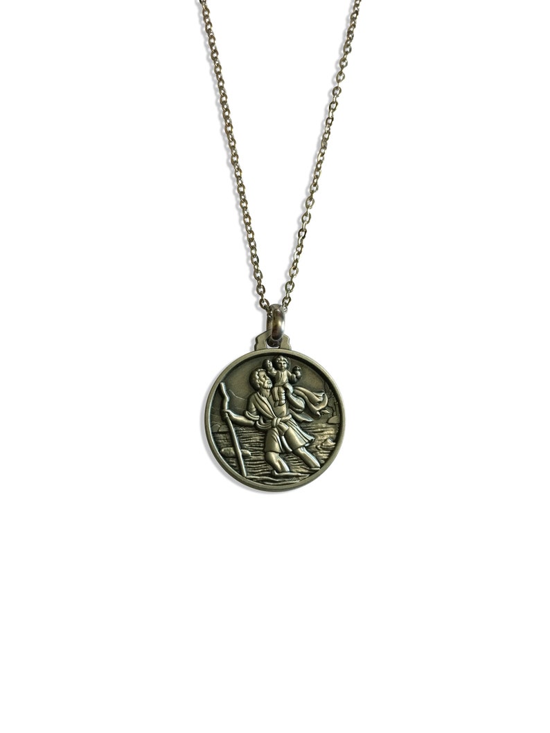 Saint Christopher Medal as seen in the Netflix Series DARK religious necklace coin pendant Patron Saint Travellers protector chain