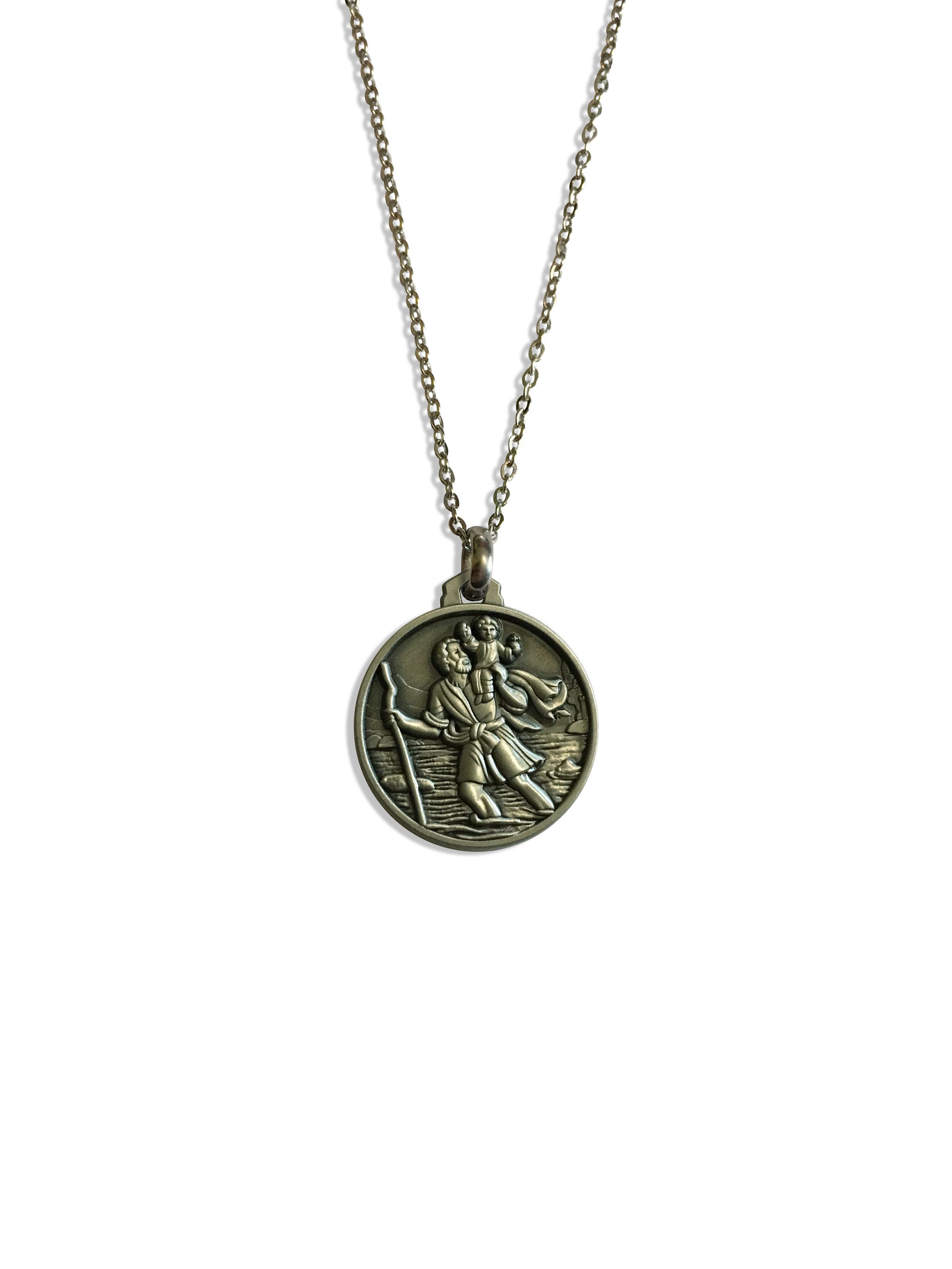 St Christopher Necklace - Pendant Necklace In Round Ladies