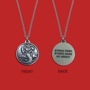 Netflix Cobra Kai - Strike First  Necklace - Karate Kid - Johnny Lawrence - Cobra Pendant - Miyagi