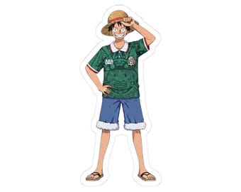 Monkey D. Luffy  Mexico  Soccer Football  Sticker Kiss-Cut Vinyl Decal  | Anime Character Vinyl Sticker 3inx3in