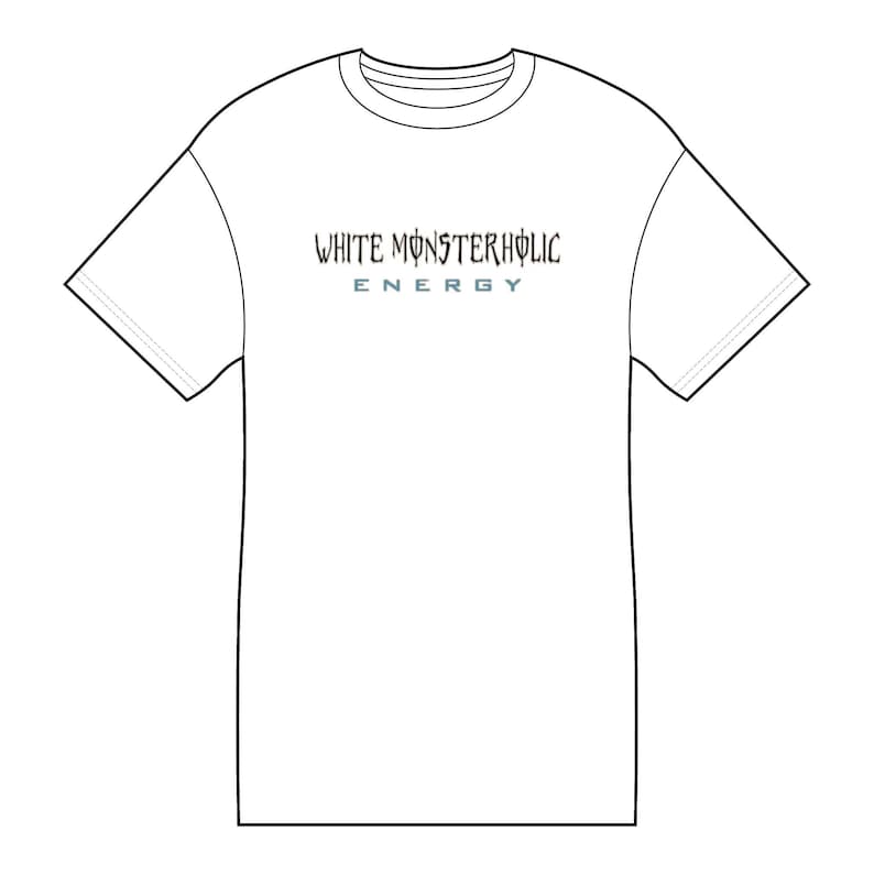 White Monsterholic Energy Drink Parody T-Shirt, Gamer Meme Graphic Tee, Casual Cotton Unisex Tee for Streetwear, Festivals image 1