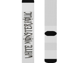 Camiseta blanca Monsterholic Calcetines blancos divertidos y ofensivos de sublimación