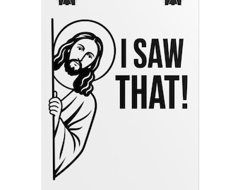 Póster de Jesús asomándose, vi eso, arte de pared enrollable, decoración religiosa cristiana divertida