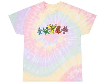 Godzilla Parody Tie-Dye T-Shirt – Grateful Dead Style Kaiju Tee with King Kong, Mothra & Ghidorah – Retro Rave Monster Shirt Gift
