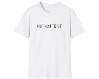 White Monsterholic text T-Shirt | Horror Typography Tee
