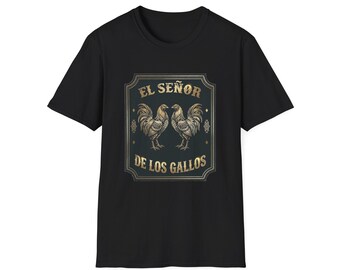 Camisa El Señor de los Gallos, Camiseta Gráfica Mexicana, Camiseta Estilo Ranchero