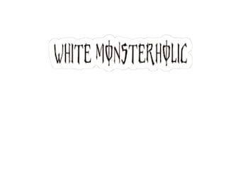 White Monsterholic StickerWhite Monster Funny Offensive  | Dark Humour Energy Drink Illustrationfont kiss-cut sticker