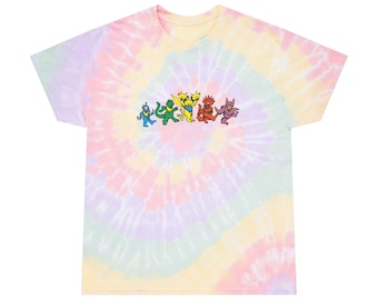 Kaiju  Grateful Dead Giant Monster Parody  Unisex T-Shirt Dancing Bears  Spiral Pastel Rainbow Tee