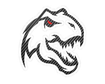 Tyrannosaurus Skull Sticker | Kiss-Cut  TRX Carbon Fiber Texture,  TRUCK Red Eye