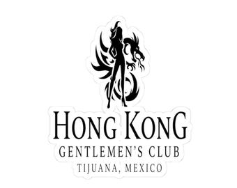 Divertidas pegatinas troqueladas de comida china, México, Hong Kong, Club de caballeros, Tijuana. Tamaños: 2 x 2 pulgadas, 3 x 3 pulgadas y 6 x 6 pulgadas.