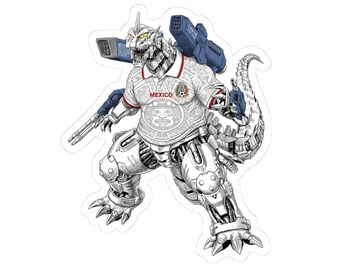 Mechagodzilla Kiryu Kaiju Sticker, Vintage Mexico Soccer Jersey, 2026 World Cup Fan Art