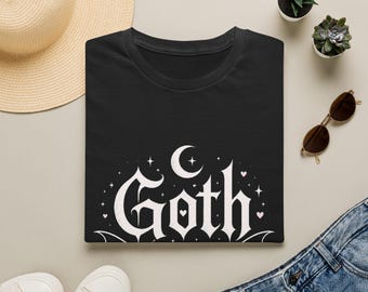 Camiseta gótica UwU, camiseta con estética oscura y linda, camiseta gráfica para chica alternativa, estilo gato negro brujo, top gótico grunge suave, ropa urbana de moda