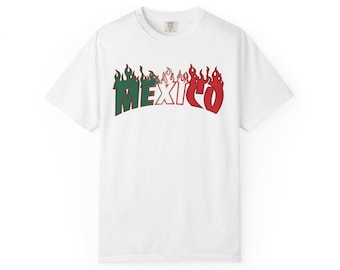 Mexico Flame Tee  Mexican Flag Colors Graphic Tee Streetwear Skate Style Unisex Shirt