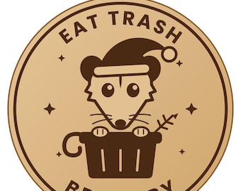 Adorno navideño de zarigüeya SVG, Come basura, sé feliz, archivo de corte láser de zarigüeya divertida, adorno Glowforge xTool, SVG navideño de animales salvajes