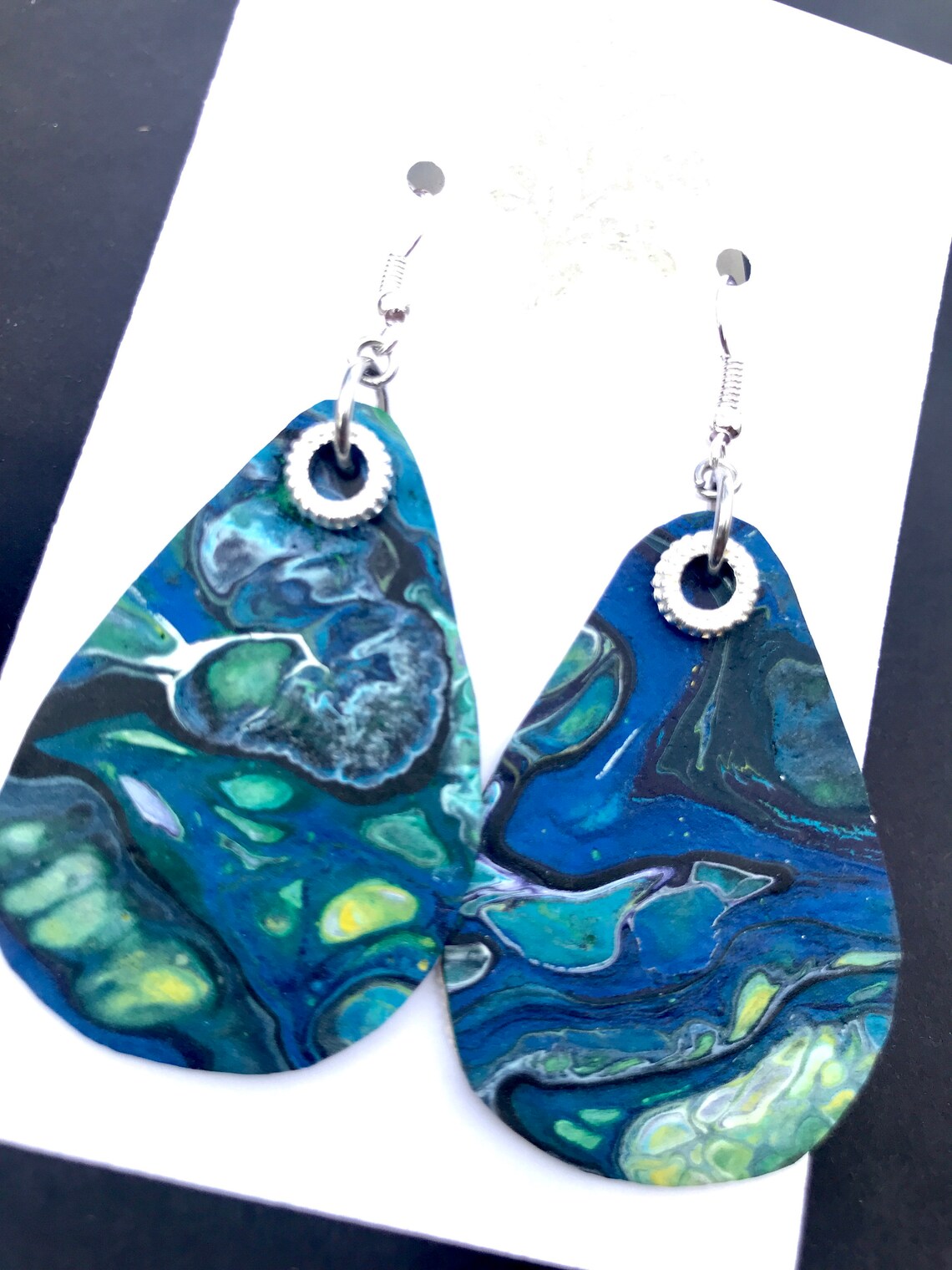 Fluid Art Painted Canvas Earrings Etsy