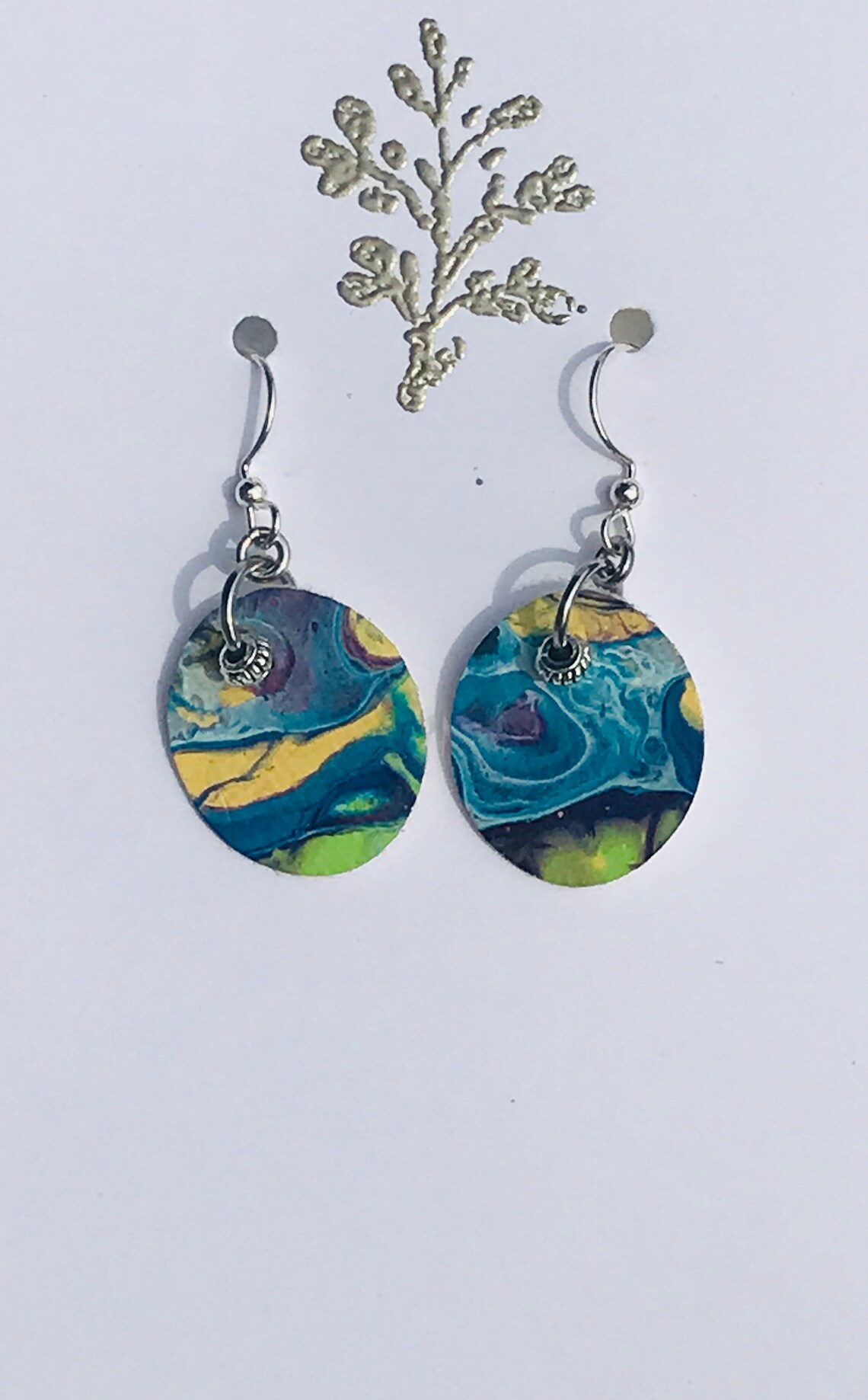 Fluid Art Painted Canvas Earrings Etsy