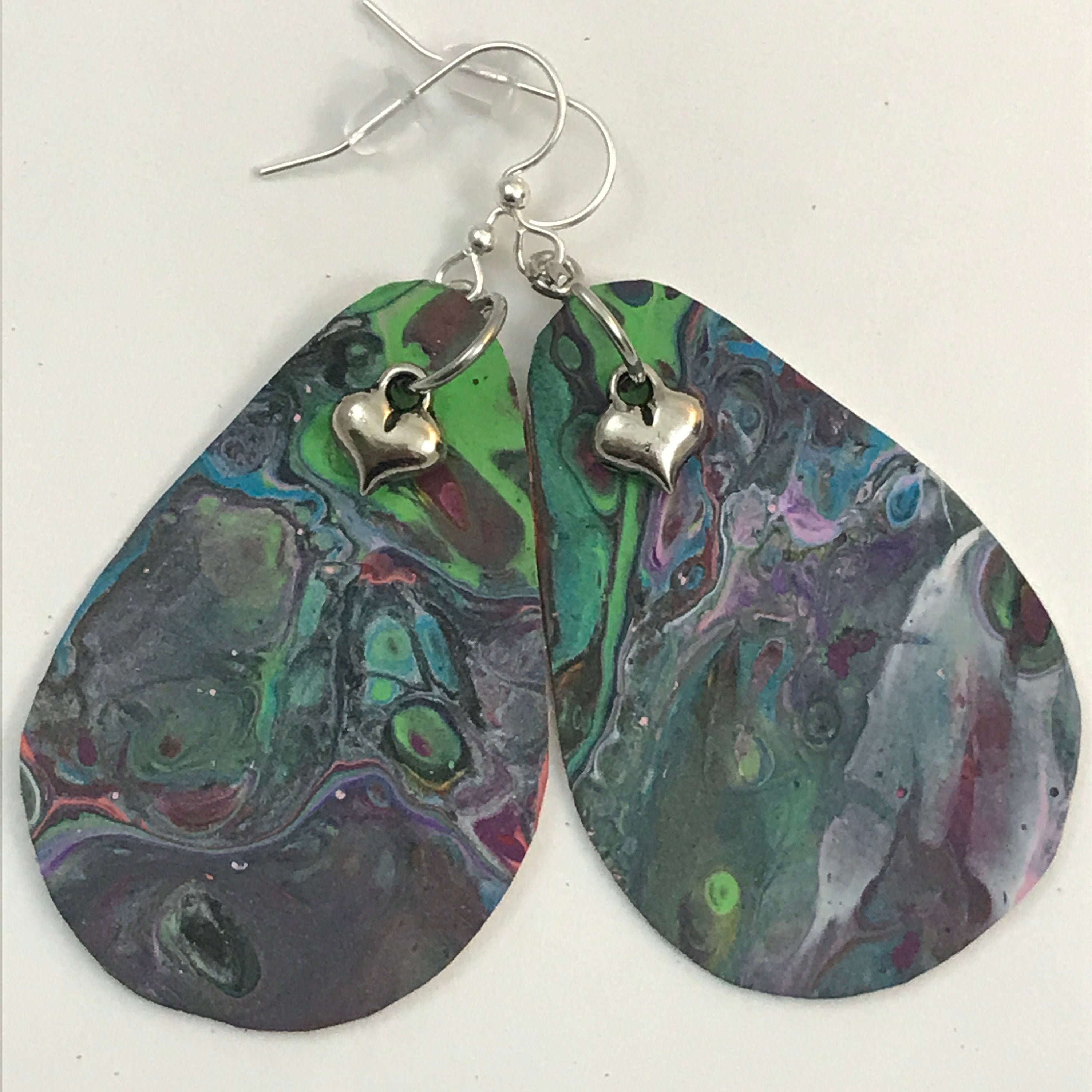 Fluid Art Painted Canvas Earrings Etsy