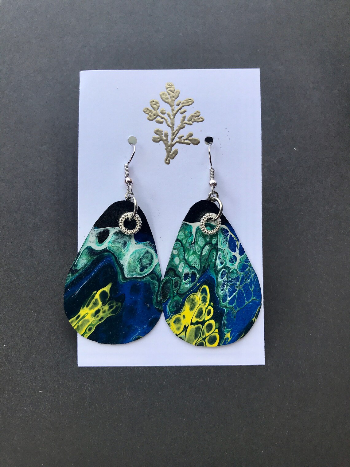 Fluid Art Painted Canvas Earrings Etsy