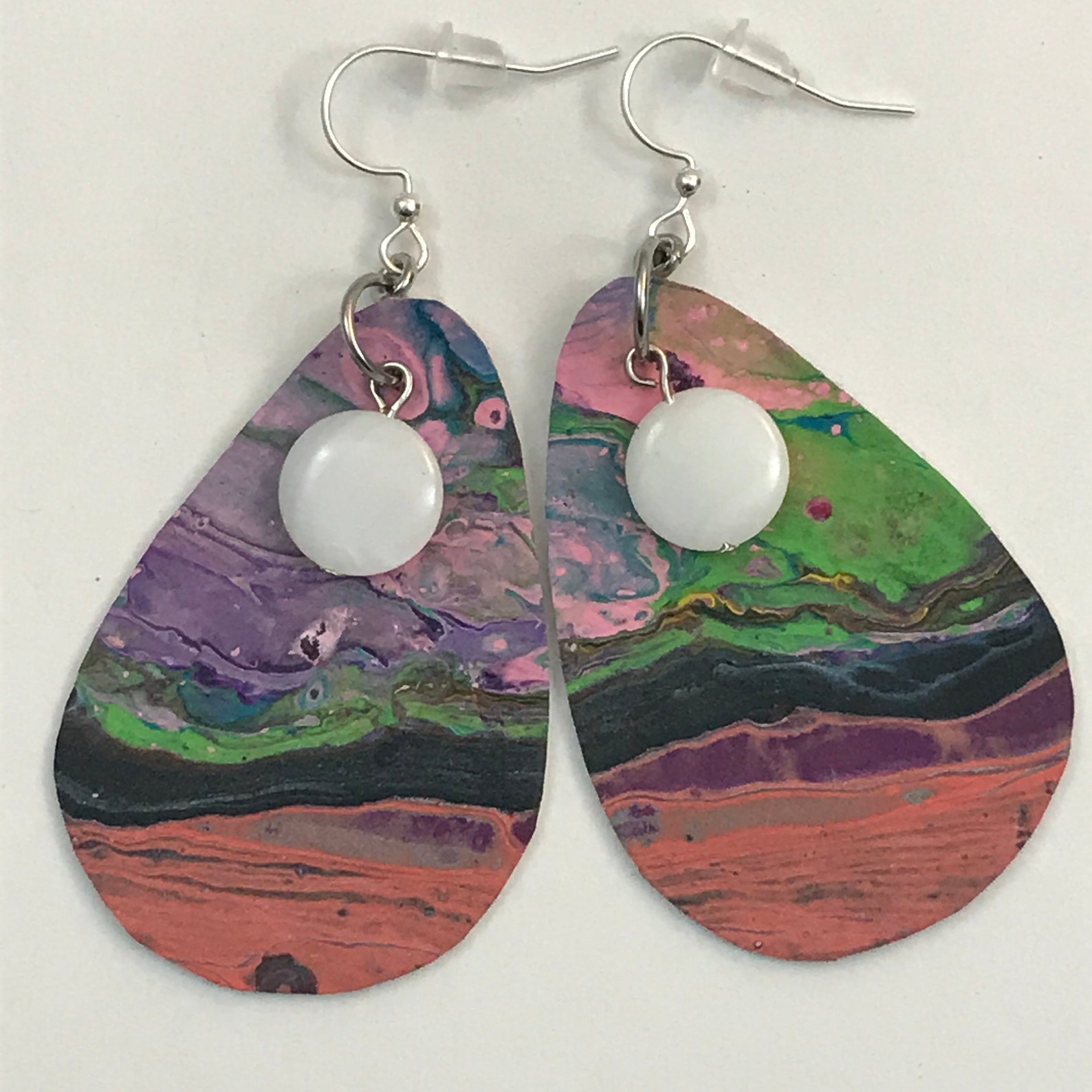 Fluid Art Painted Canvas Earrings Etsy
