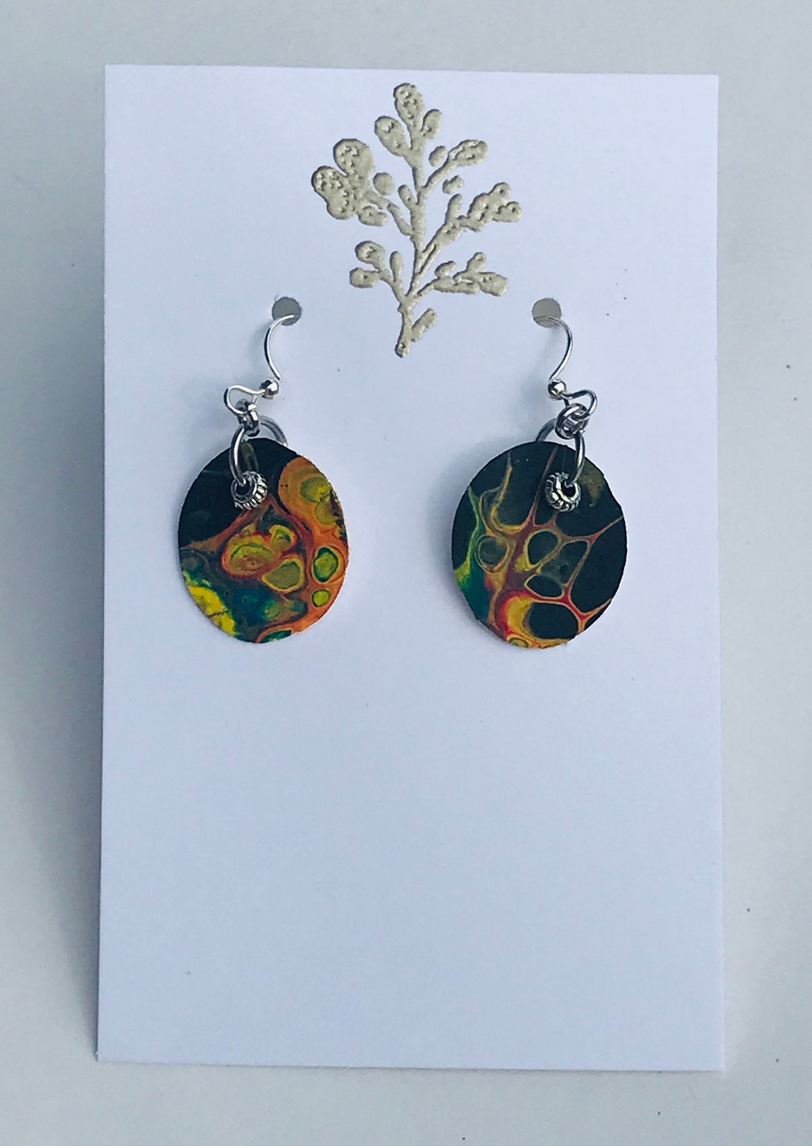 Fluid Art Painted Canvas Earrings Etsy