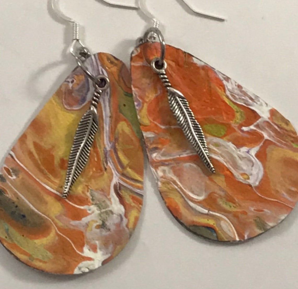 Fluid Art Painted Canvas Earrings Etsy
