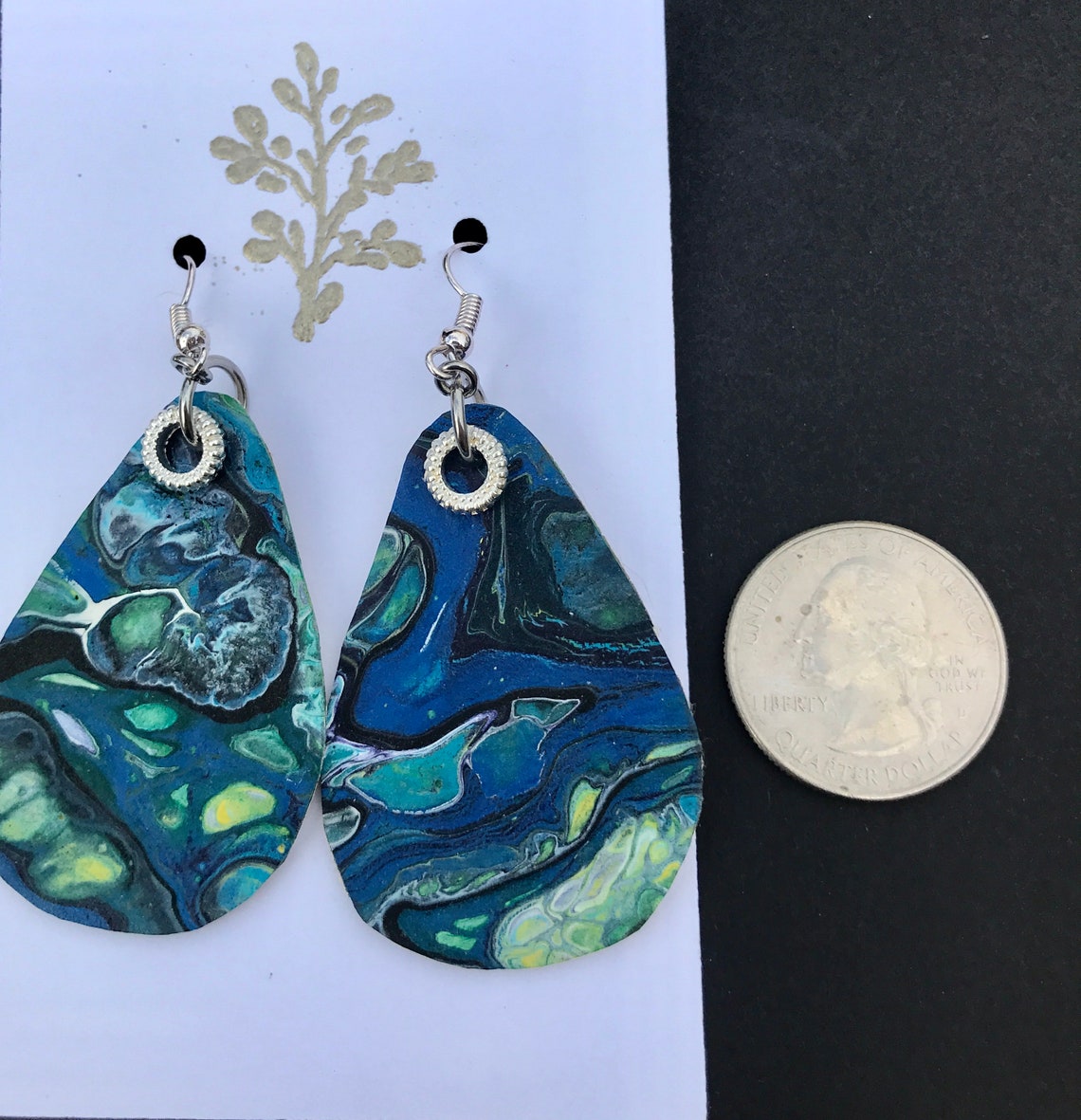 Fluid Art Painted Canvas Earrings Etsy