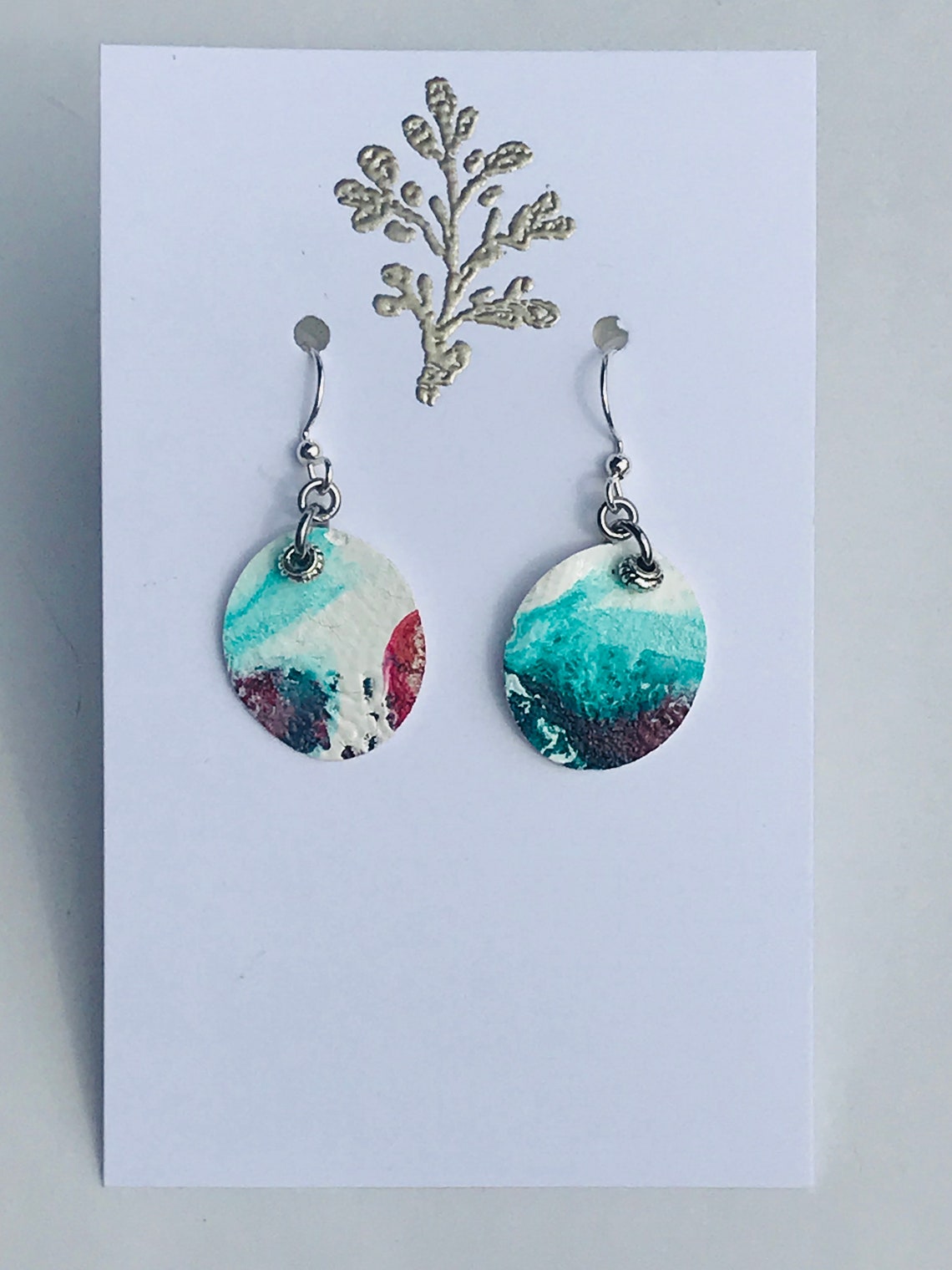 Fluid Art Painted Canvas Earrings Etsy