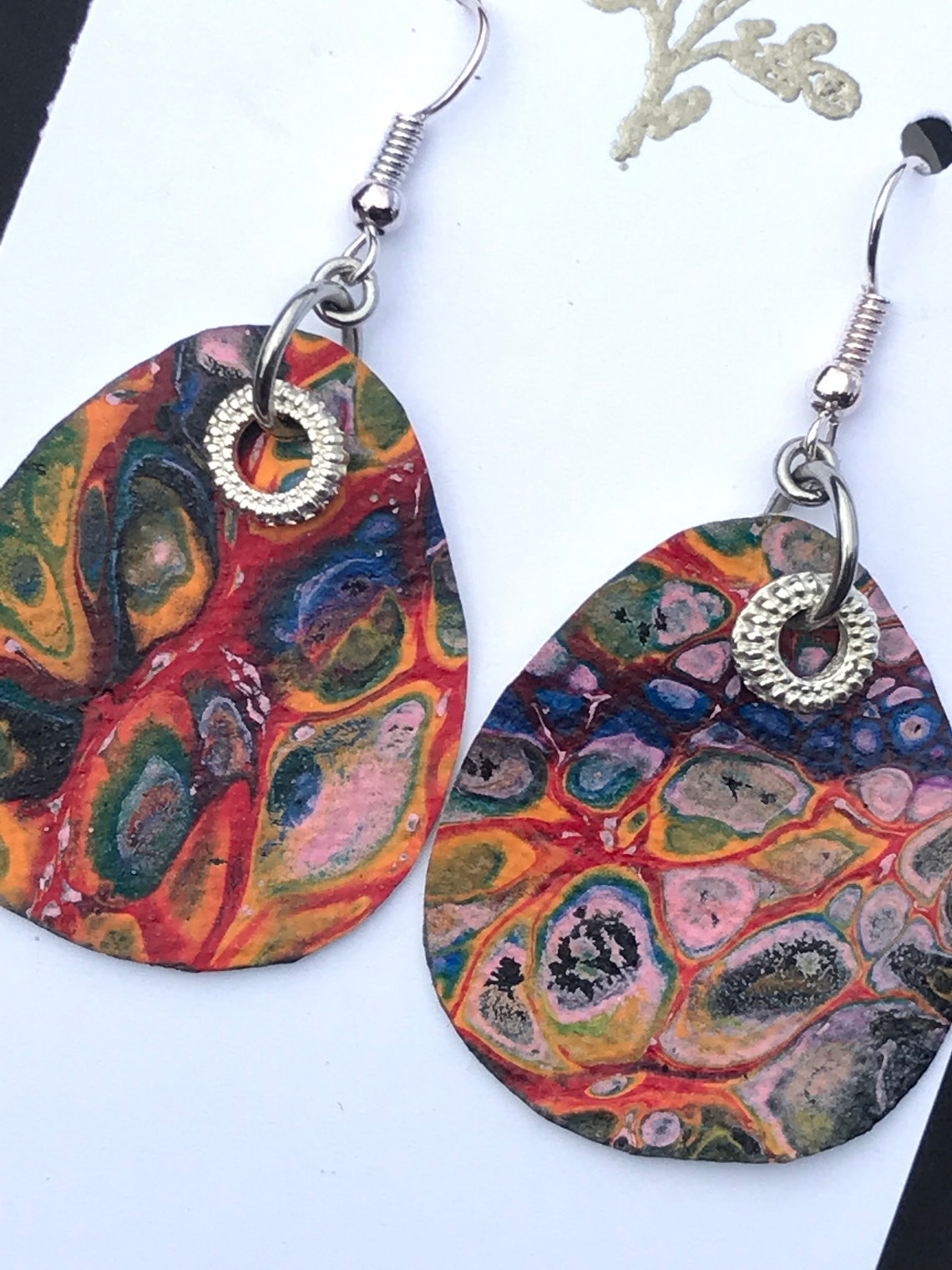 Fluid Art Painted Canvas Earrings Etsy