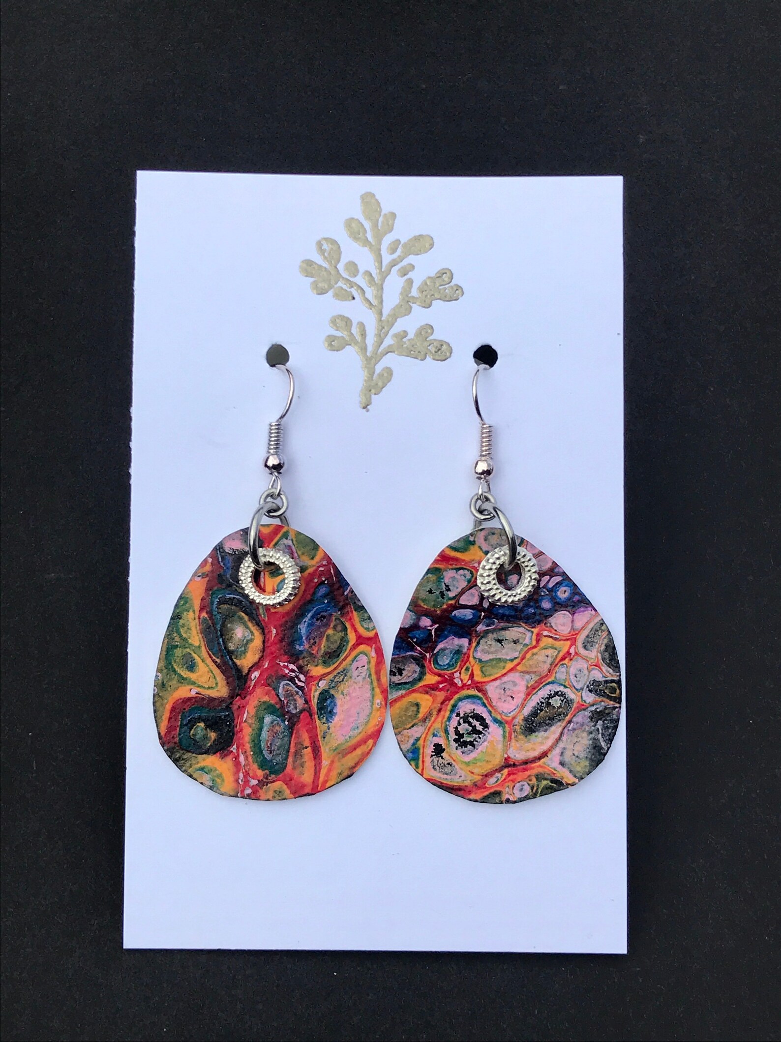 Fluid Art Painted Canvas Earrings Etsy