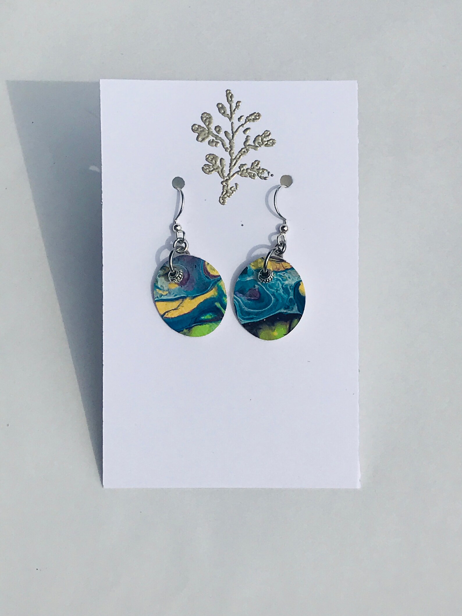 Fluid Art Painted Canvas Earrings Etsy