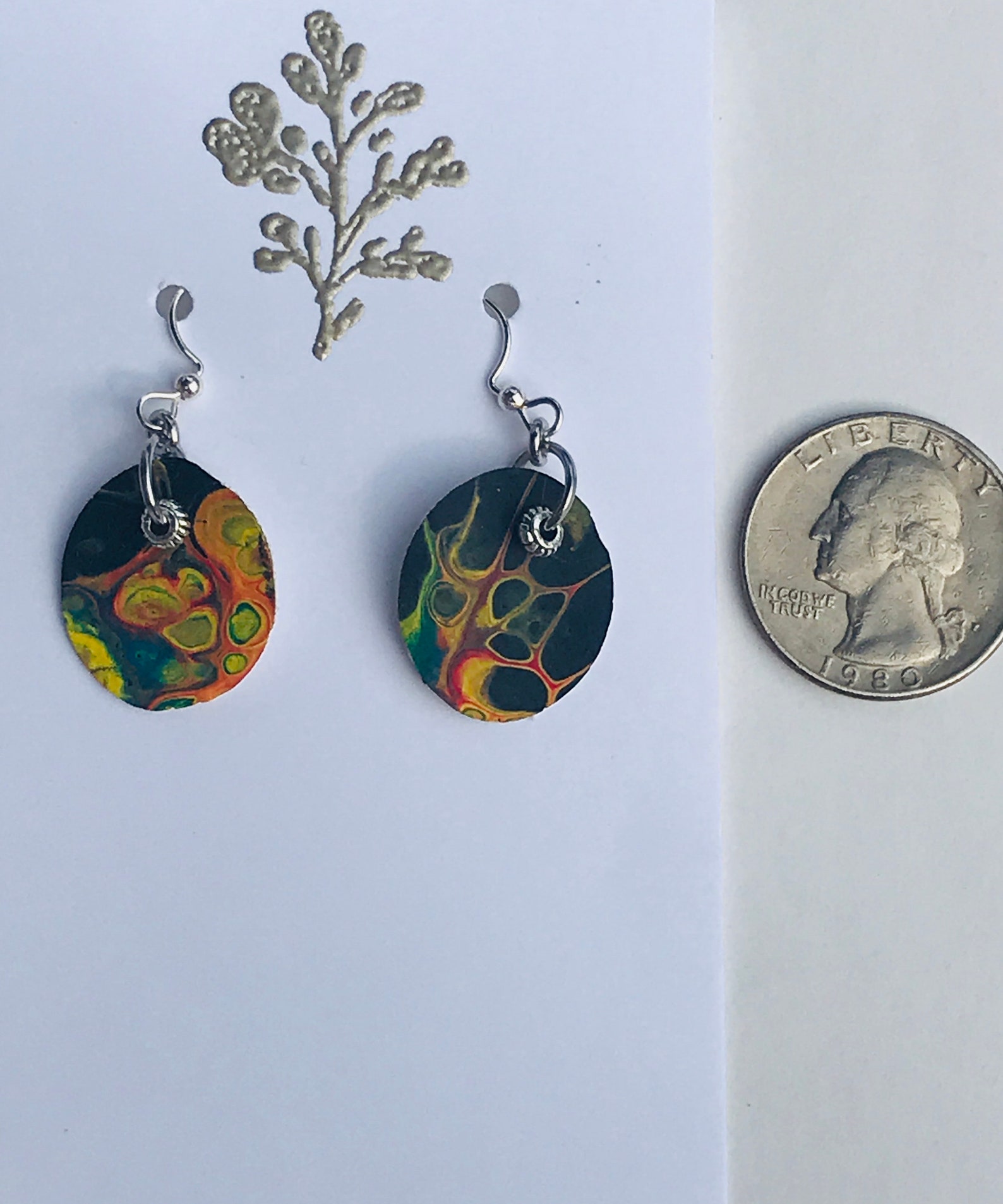 Fluid Art Painted Canvas Earrings Etsy