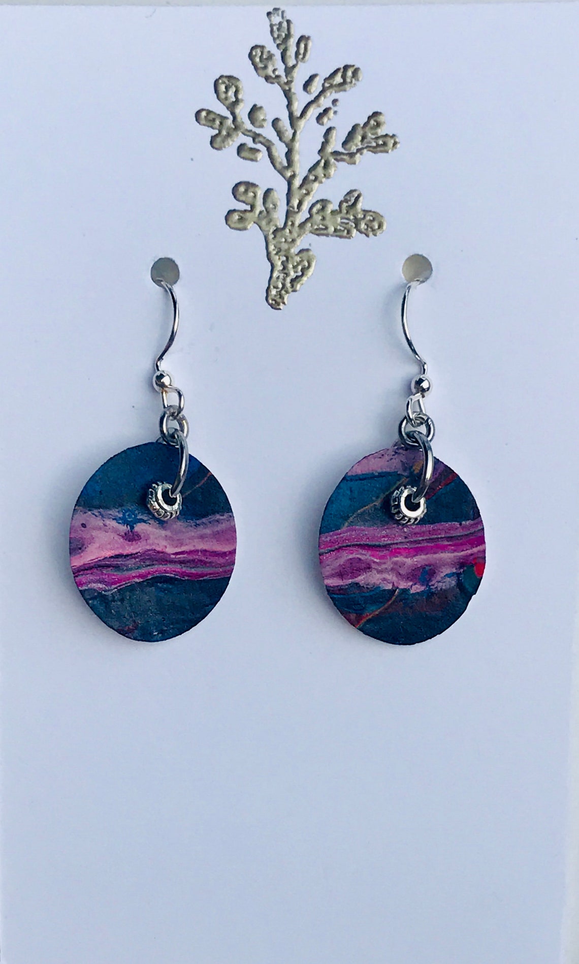 Fluid Art Painted Canvas Earrings Etsy