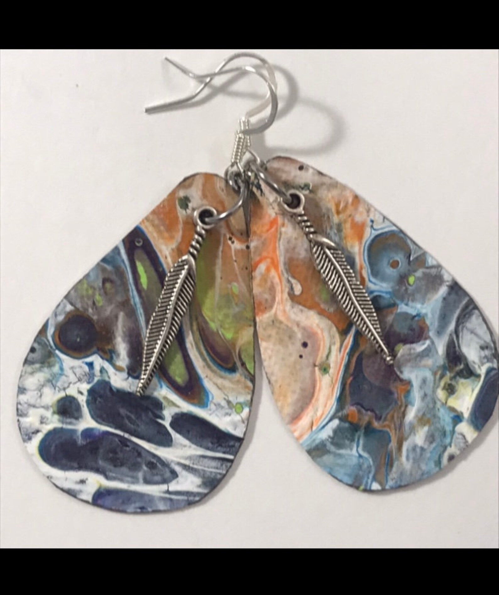 Fluid Art Painted Canvas Earrings Etsy