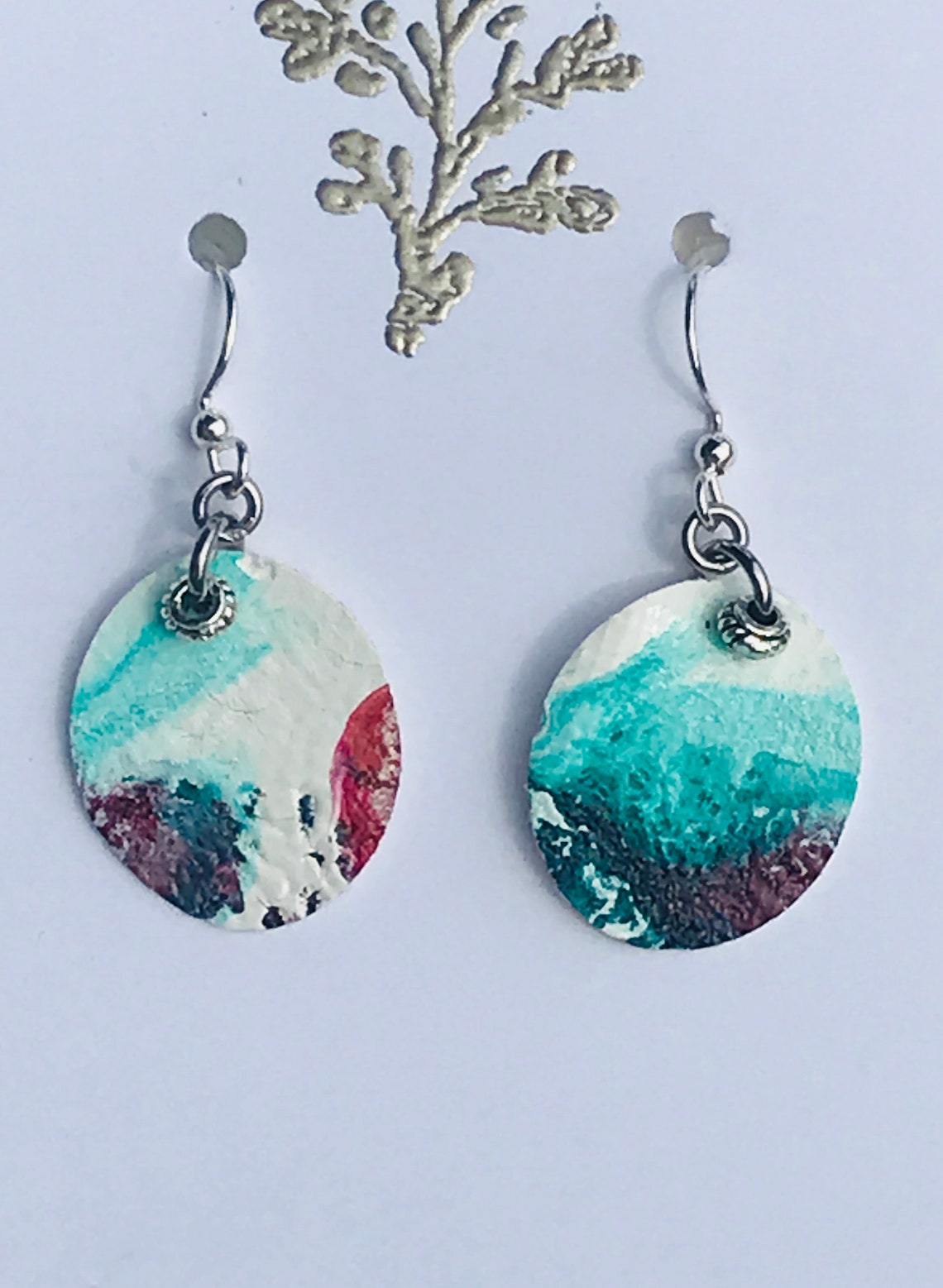 Fluid Art Painted Canvas Earrings Etsy