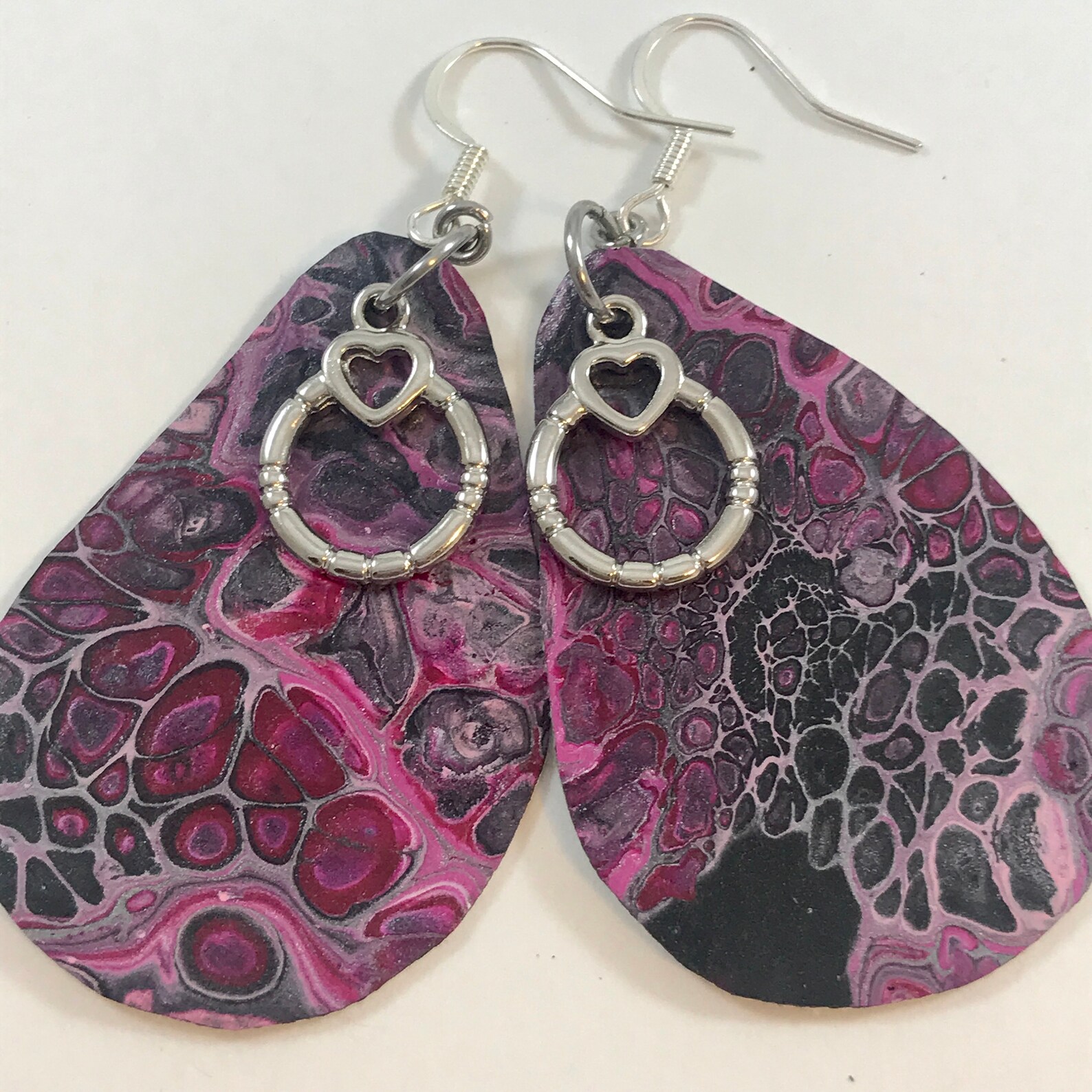 Fluid Art Painted Canvas Earrings Etsy