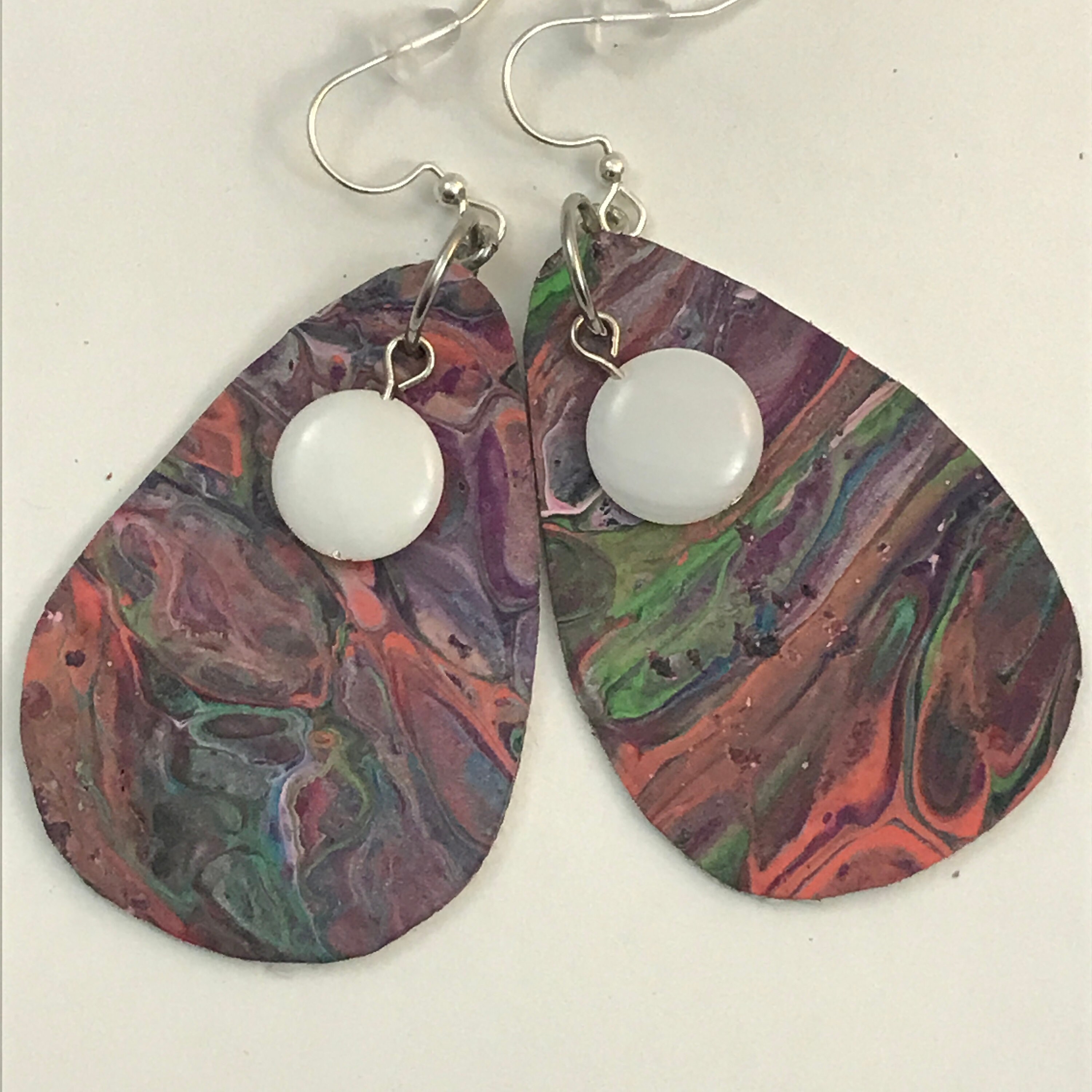 Fluid Art Painted Canvas Earrings Etsy