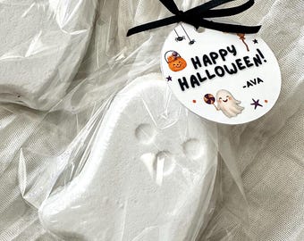 Ghost Bath Bomb Party Favor - Personalized Kids Halloween Goodie Bag - Candy Free Classroom Halloween Gift