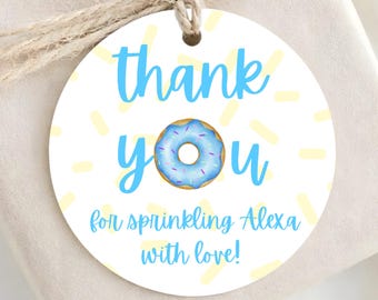 Donut Baby Sprinkle Favor Tags - Brunch Donut Themed Gift Tags - Printed & Shipped