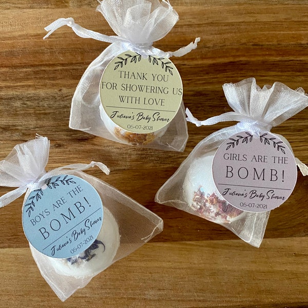 Baby Shower Bath Bomb Favors, Neutral Baby Shower Favors, Girls are the Bomb, Boys are the Bomb, Customizable Baby Shower Favors