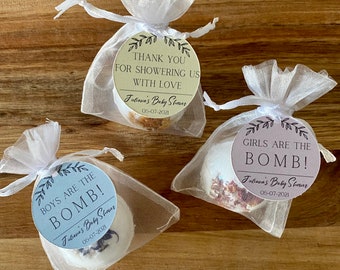 Baby Shower Bath Bomb Favors, Neutral Baby Shower Favors, Girls are the Bomb, Boys are the Bomb, Customizable Baby Shower Favors