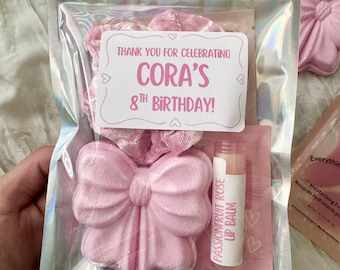 Spa Party Goodie Bags – Slumber Party Favor Bags, Girls Birthday Party Gift Bags, Bow Themed Birthday Goodie Bags